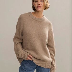 Jenni Kayne Classic Beige Cashmere Crew Neck Sweater - Like New, Size Large